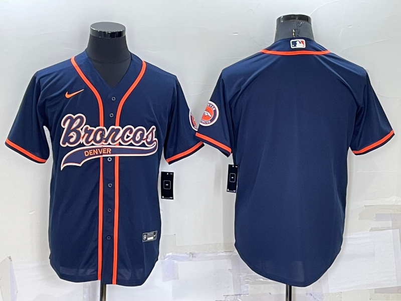 Denver Broncos Blank Nvay Blue Stitched Cool Base Baseball Jersey