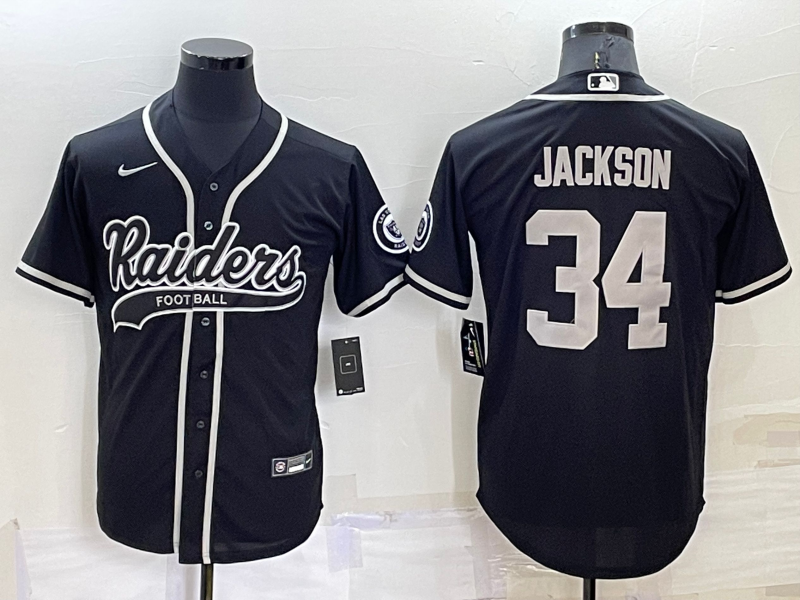 Las Vegas Raiders #34 Bo Jackson Black Stitched MLB Cool Base Baseball Jersey