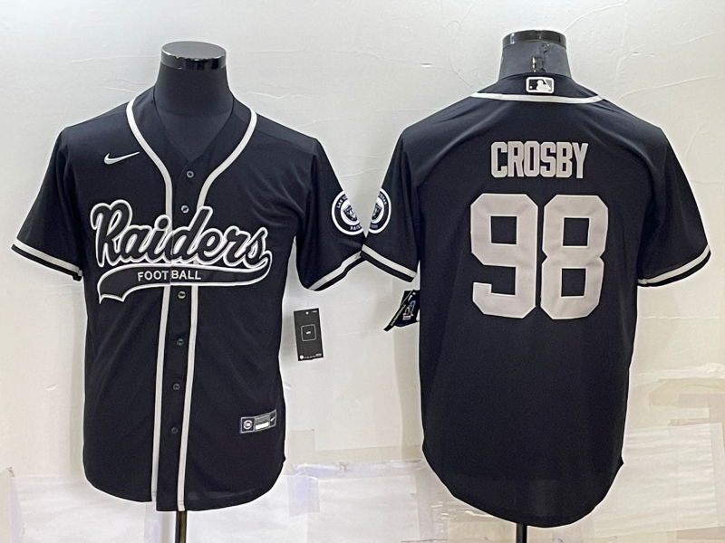 Las Vegas Raiders #98 Maxx Crosby Black Stitched MLB Cool Base Baseball Jersey
