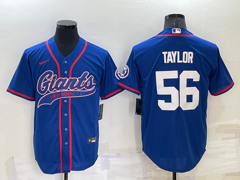New York Giants #56 Lawrence Taylor Blue Stitched MLB Cool Base Baseball Jersey