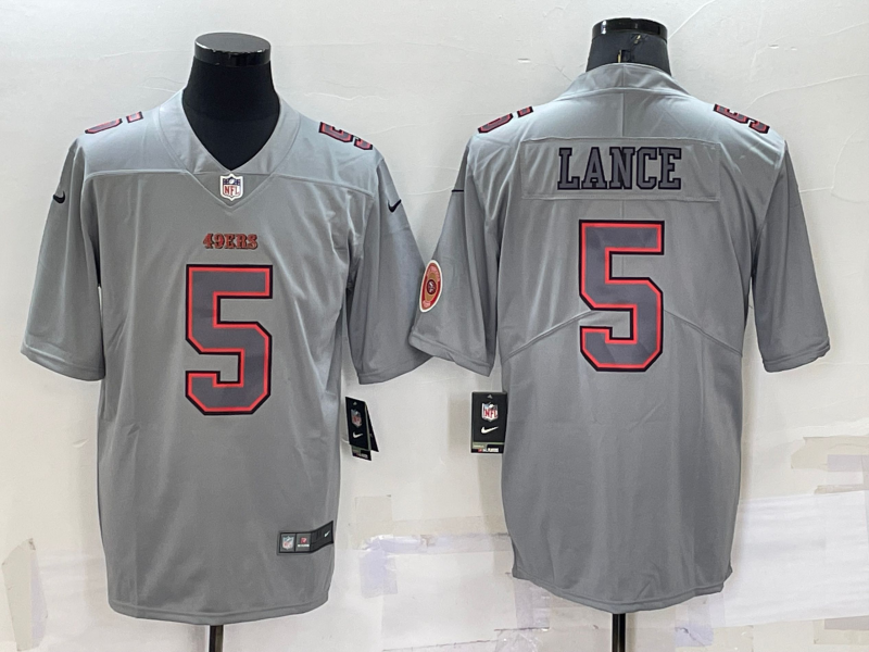 San Francisco 49ers #5 Trey Lance LOGO Grey Atmosphere Fashion Vapor Untouchable Stitched Limited Je