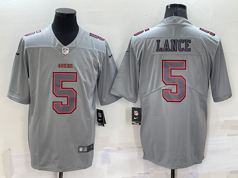 San Francisco 49ers #5 Trey Lance Grey Atmosphere Fashion Vapor Untouchable Stitched Limited Jersey