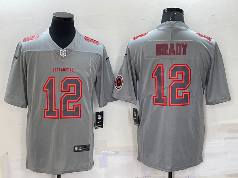 Tampa Bay Buccaneers #12 Tom Brady LOGO Grey Atmosphere Fashion Vapor Untouchable Stitched Limited J