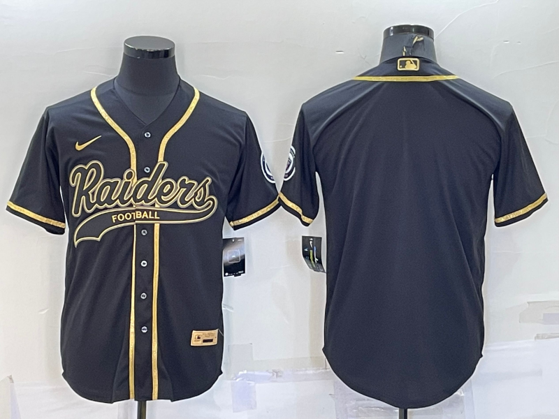 Las Vegas Raiders Blank Black Gold With Patch Cool Base Stitched Baseball Jersey