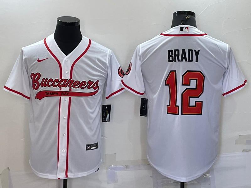 Tampa Bay Buccaneers #12 Tom Brady White Cool Base Stitched Baseball Jersey