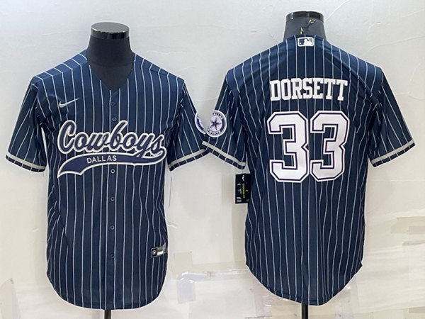 Dallas Cowboys #33 Tony Dorsett Navy With Patch Cool Base Stitched Baseball Jersey