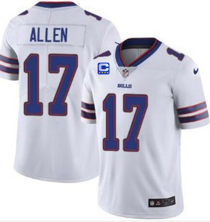 Buffalo Bills 2022 #17 Josh Allen White With 4-star C Patch Vapor Untouchable Limited Stitched Jerse