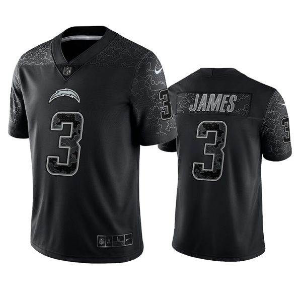 Los Angeles Chargers #3 Derwin James Black Reflective Limited Stitched Football Jersey