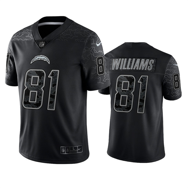 Los Angeles Chargers #81 Mike Williams Black Reflective Limited Stitched Football Jersey