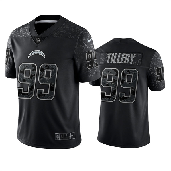 Los Angeles Chargers #99 Jerry Tillery Black Reflective Limited Stitched Football Jersey