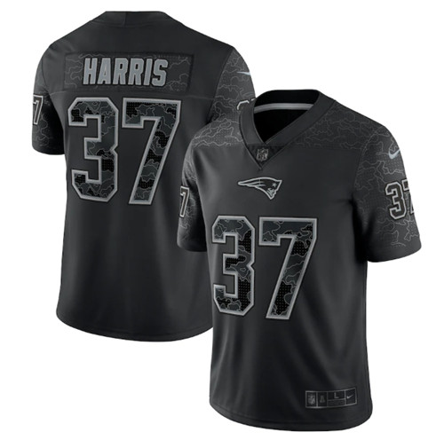 New England Patriots #37 Damien Harris Black Reflective Limited Stitched Football Jersey