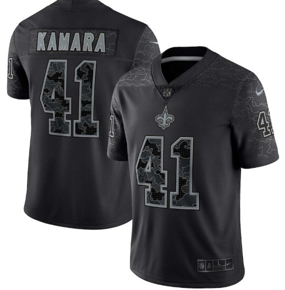 New Orleans Saints #41 Alvin Kamara Black Reflective Limited Stitched Football Jersey