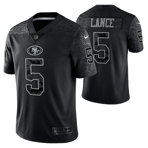 San Francisco 49ers #5 Trey Lance Black Reflective Limited Stitched Football Jersey