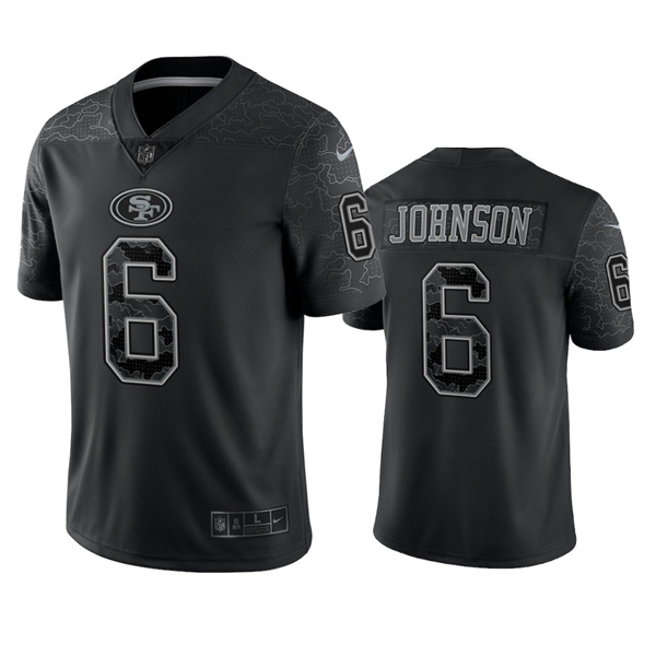 San Francisco 49ers #6 Marcus Johnson Black Reflective Limited Stitched Football Jersey