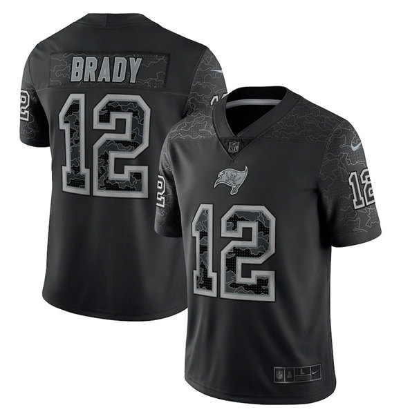 Tampa Bay Buccaneers #12 Tom Brady Black Reflective Limited Stitched Jersey