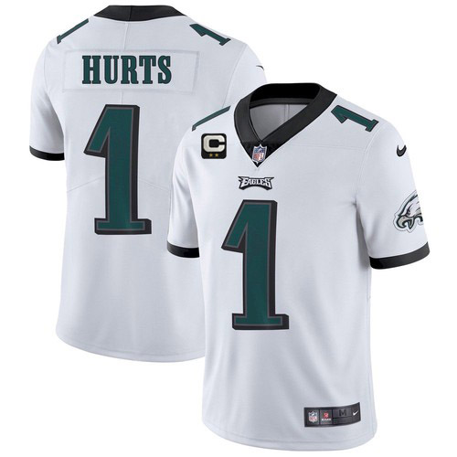 Philadelphia Eagles 2022 #1 Jalen Hurts White With 2-star C Patch Vapor Untouchable Limited Stitched