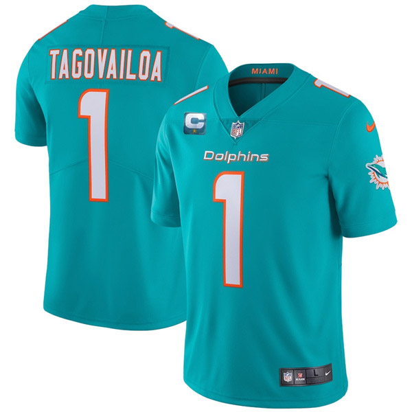 Miami Dolphins 2022 #1 Tua Tagovailoa Aqua With 1-star C Patch Vapor Limited Stitched NFL Jersey