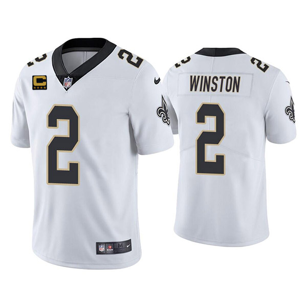 New Orleans Saints 2022 #2 Jameis Winston White With 4-star C Patch Vapor Untouchable Limited Stitch