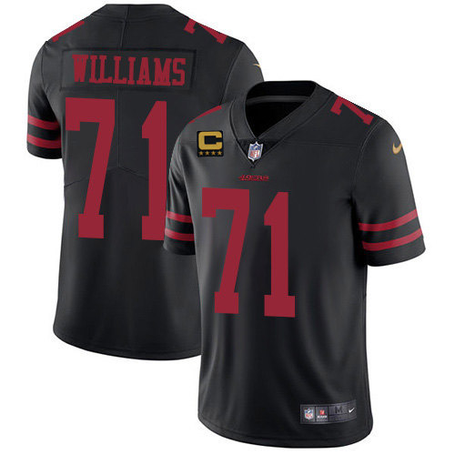 San Francisco 49ers #71 Trent Williams Black With C Patch Vapor Untouchable Limited Stitched Footbal