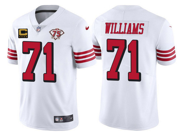 San Francisco 49ers #71 Trent Williams White 75th Anniversary With C Patch Vapor Untouchable Limited