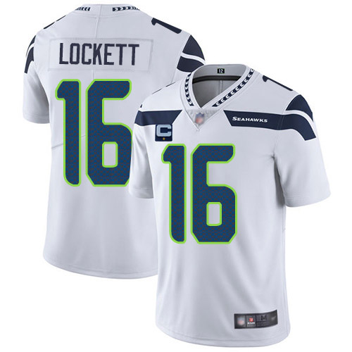 Seattle Seahawks 2022 #16 Tyler Lockett White With 1-star C Patch Vapor Untouchable Limited Stitched