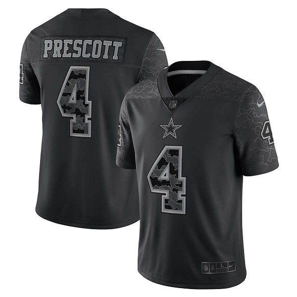 Dallas Cowboys #4 Dak Prescott Black Reflective Limited Stitched Football Jersey