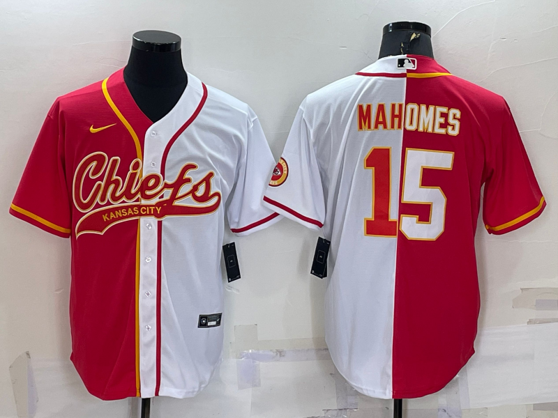 Kansas City Chiefs #15 Patrick Mahomes Red White Two Tone With Patch Cool Base Stitched Baseball Jer