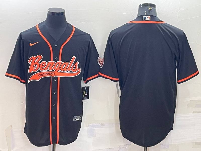 Cincinnati Bengals Blank Black With Patch Cool Base Stitched Baseball Jersey