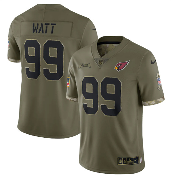 Arizona Cardinals #99 J.J. Watt 2022 Olive Salute To Service Limited Stitched Jersey