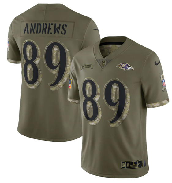 Baltimore Ravens #89 Mark Andrews 2022 Olive Salute To Service Limited Stitched Jersey