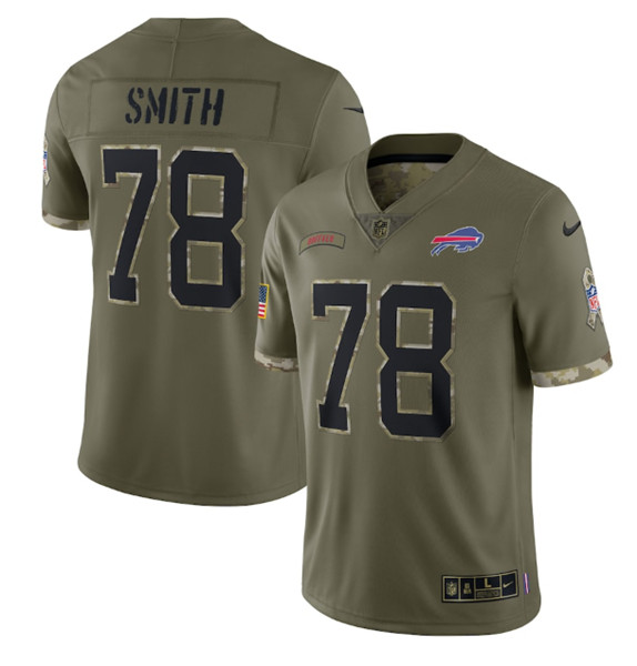 Buffalo Bills #78 Bruce Smith 2022 Olive Salute To Service Limited Stitched Jersey