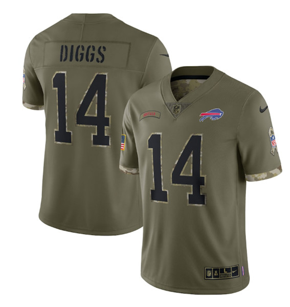 Buffalo Bills #14 Stefon Diggs 2022 Olive Salute To Service Limited Stitched Jersey