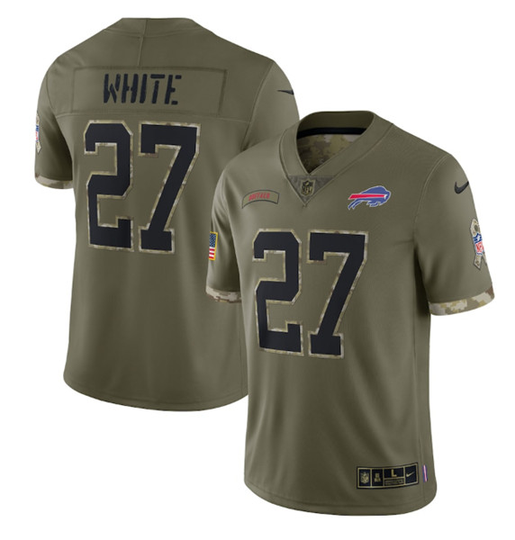 Buffalo Bills #27 Tre'Davious White 2022 Olive Salute To Service Limited Stitched Jersey