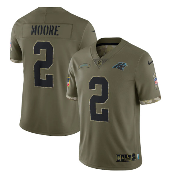 Carolina Panthers #2 D. Moore 2022 Olive Salute To Service Limited Stitched Jersey