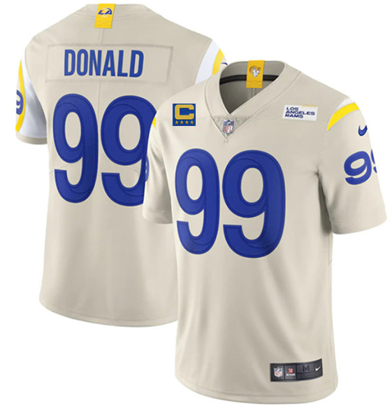 Los Angeles Rams 2022 #99 Aaron Donald Bone White With 4-star C Patch Stitched NFL Jersey