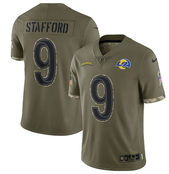 Los Angeles Rams #9 Matthew Stafford 2022 Olive Salute To Service Limited Stitched Jersey