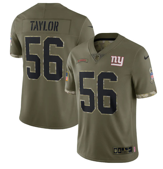 New York Giants #56 Lawrence Taylor 2022 Olive Salute To Service Limited Stitched Jersey