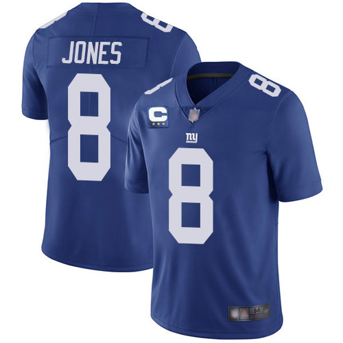 New York Giants 2022 #8 Daniel Jones Blue With 3-star C Patch Vapor Untouchable Limited Stitched NFL