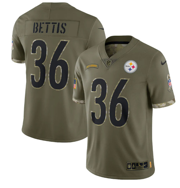 Pittsburgh Steelers #36 Jerome Bettis 2022 Olive Salute To Service Limited Stitched Jersey - Click Image to Close