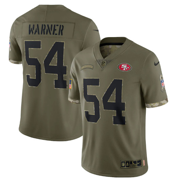 San Francisco 49ers #54 Fred Warner 2022 Olive Salute To Service Limited Stitched Jersey