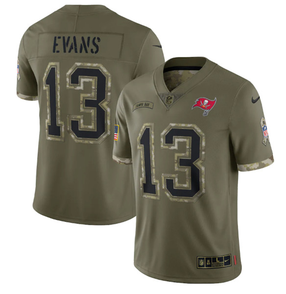 Tampa Bay Buccaneers #13 Mike Evans 2022 Olive Salute To Service Limited Stitched Jersey