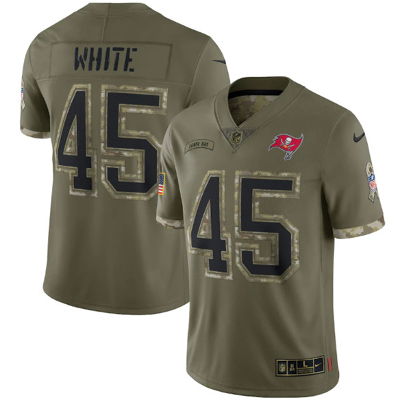 Tampa Bay Buccaneers #45 Devin White 2022 Olive Salute To Service Limited Stitched Jersey