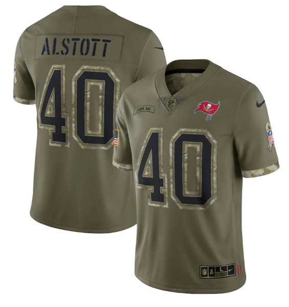 Tampa Bay Buccaneers #40 Mike Alstott 2022 Olive Salute To Service Limited Stitched Jersey