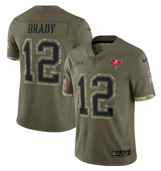 Tampa Bay Buccaneers #12 Tom Brady 2022 Olive Salute To Service Limited Stitched Jersey