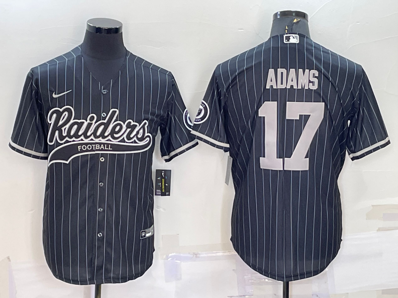 Las Vegas Raiders #17 Davante Adams Black With Patch Cool Base Stitched Baseball Jersey