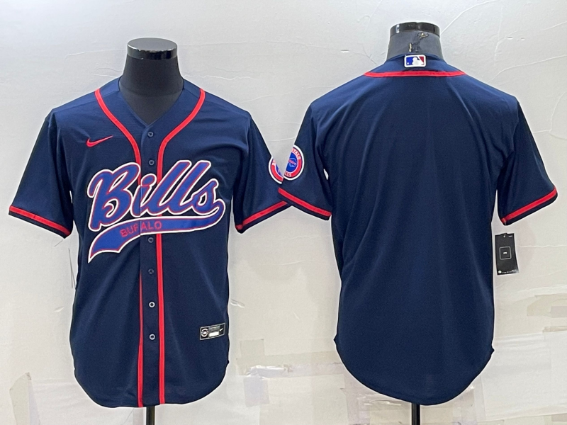 Buffalo Bills Blank Navy Blue Stitched MLB Cool Base Baseball Jersey