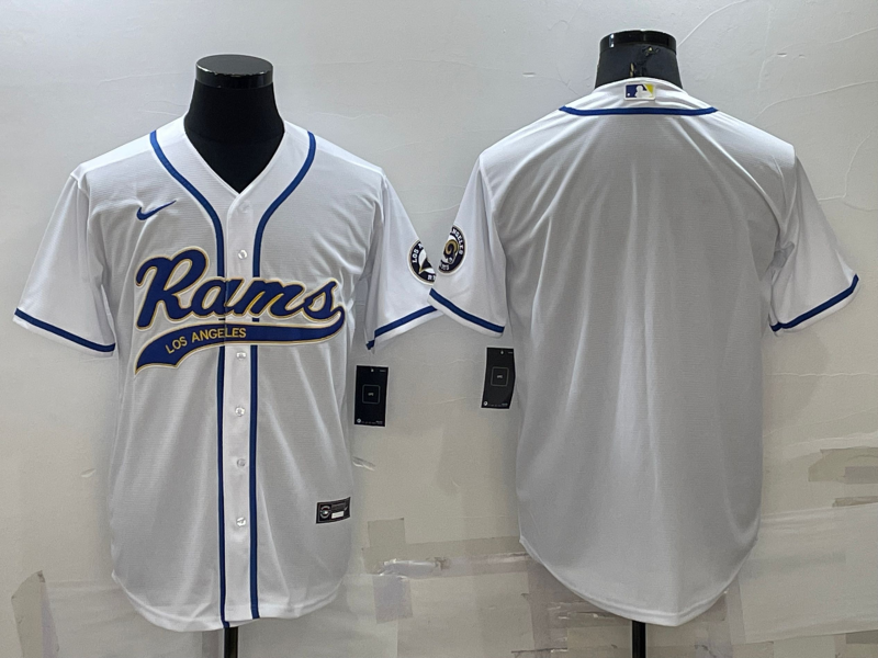 Los Angeles Rams Blank White Stitched MLB Cool Base Baseball Jersey