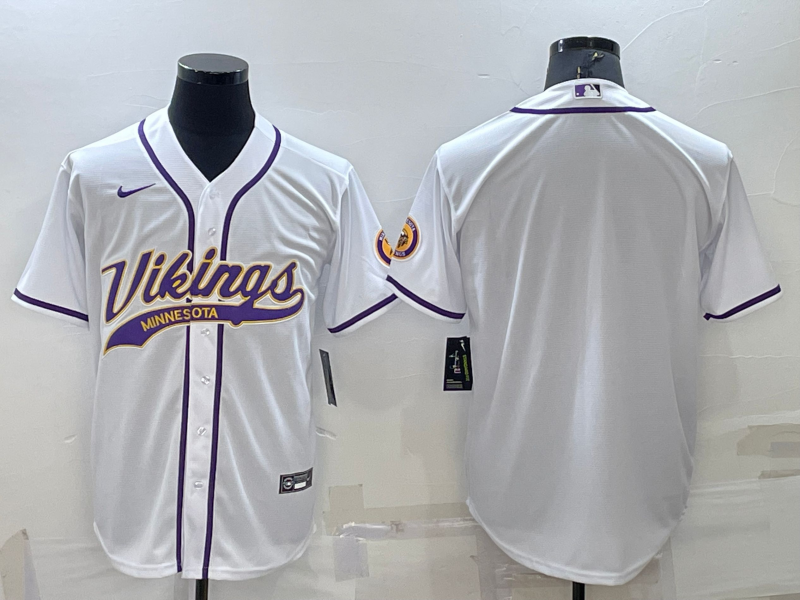 Minnesota Vikings Blank White Stitched MLB Cool Base Baseball Jersey