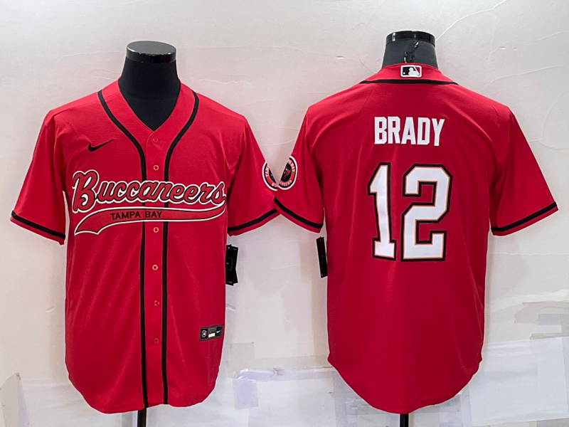 Tampa Bay Buccaneers #12 Tom Brady Red Stitched Cool Base Baseball Jersey