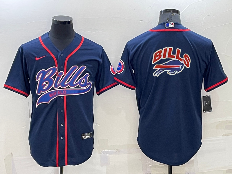 Buffalo Bills Royal Team Big Logo With Patch Cool Base Stitched Baseball Jersey